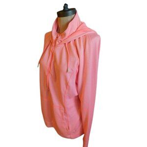 Tangerine Size XXL 2X Hooded Zip Front Long Sleeve Knit Jacket Plus Size